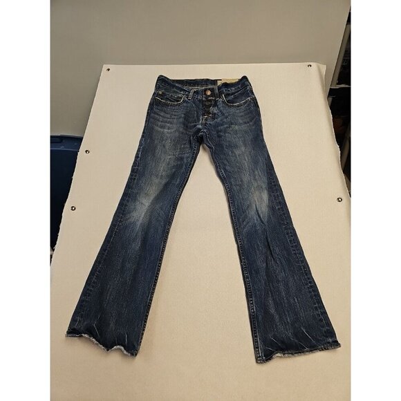 Hollister Skinny Jeans Men's 28x30 Blue Straight Button Fly Dark Wash Distressed - Picture 1 of 7